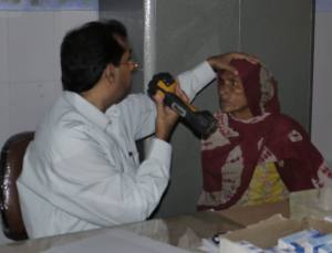 a doctor conducting an eye examination