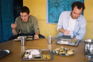Warren and Dave eating lunchtime thalis