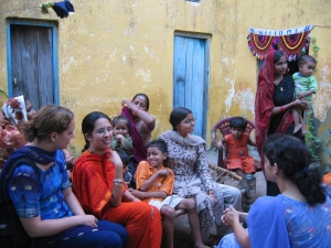 volunteers meeting local people